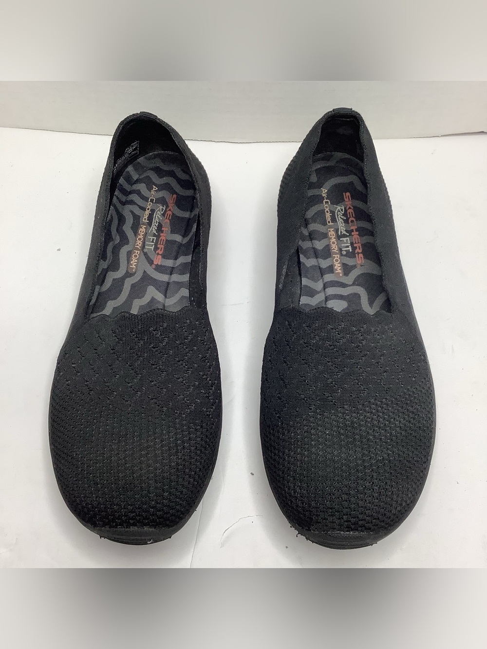 Skechers Black Knit Slip-On Loafers shoes